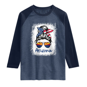 Arizona American Flag Messy Bun Pride Raglan Shirt