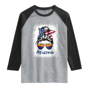 Arizona American Flag Messy Bun Pride Raglan Shirt