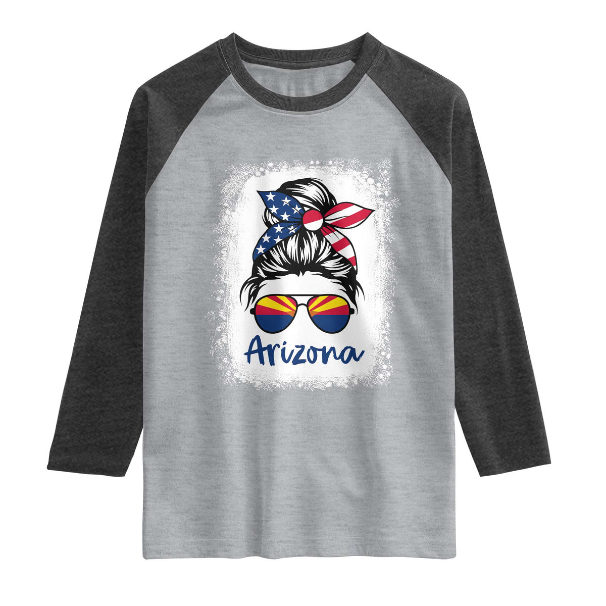 Arizona American Flag Messy Bun Pride Raglan Shirt