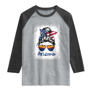 Arizona American Flag Messy Bun Pride Raglan Shirt