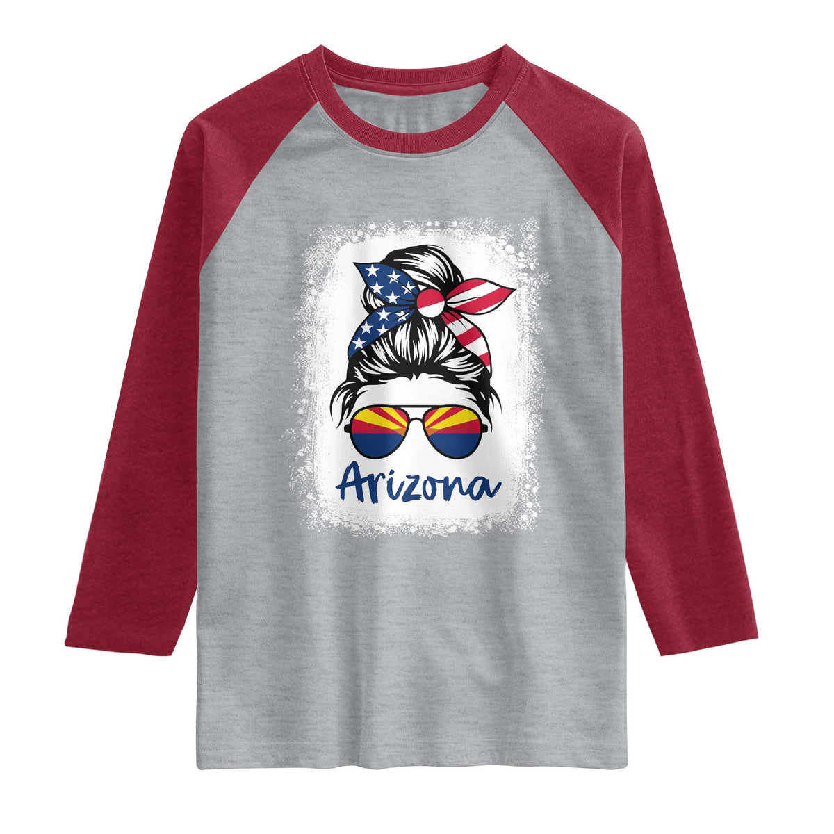 Arizona American Flag Messy Bun Pride Raglan Shirt