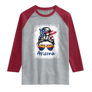 Arizona American Flag Messy Bun Pride Raglan Shirt