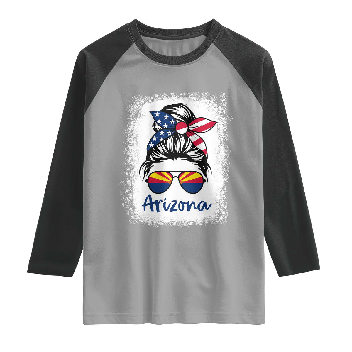 Arizona American Flag Messy Bun Pride Raglan Shirt