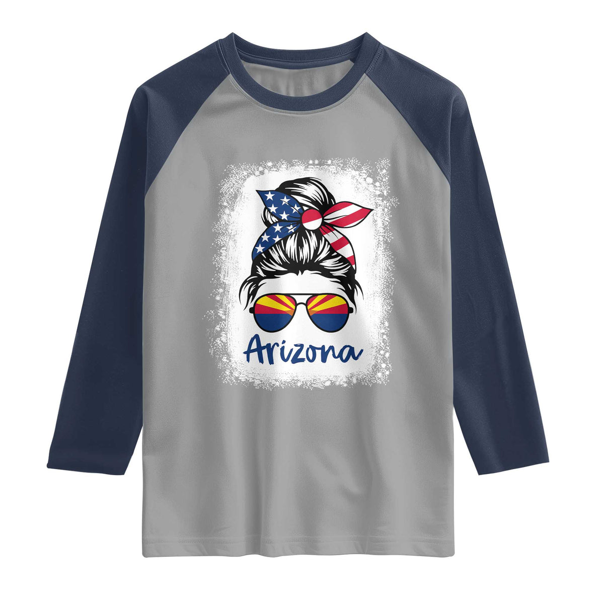 Arizona American Flag Messy Bun Pride Raglan Shirt