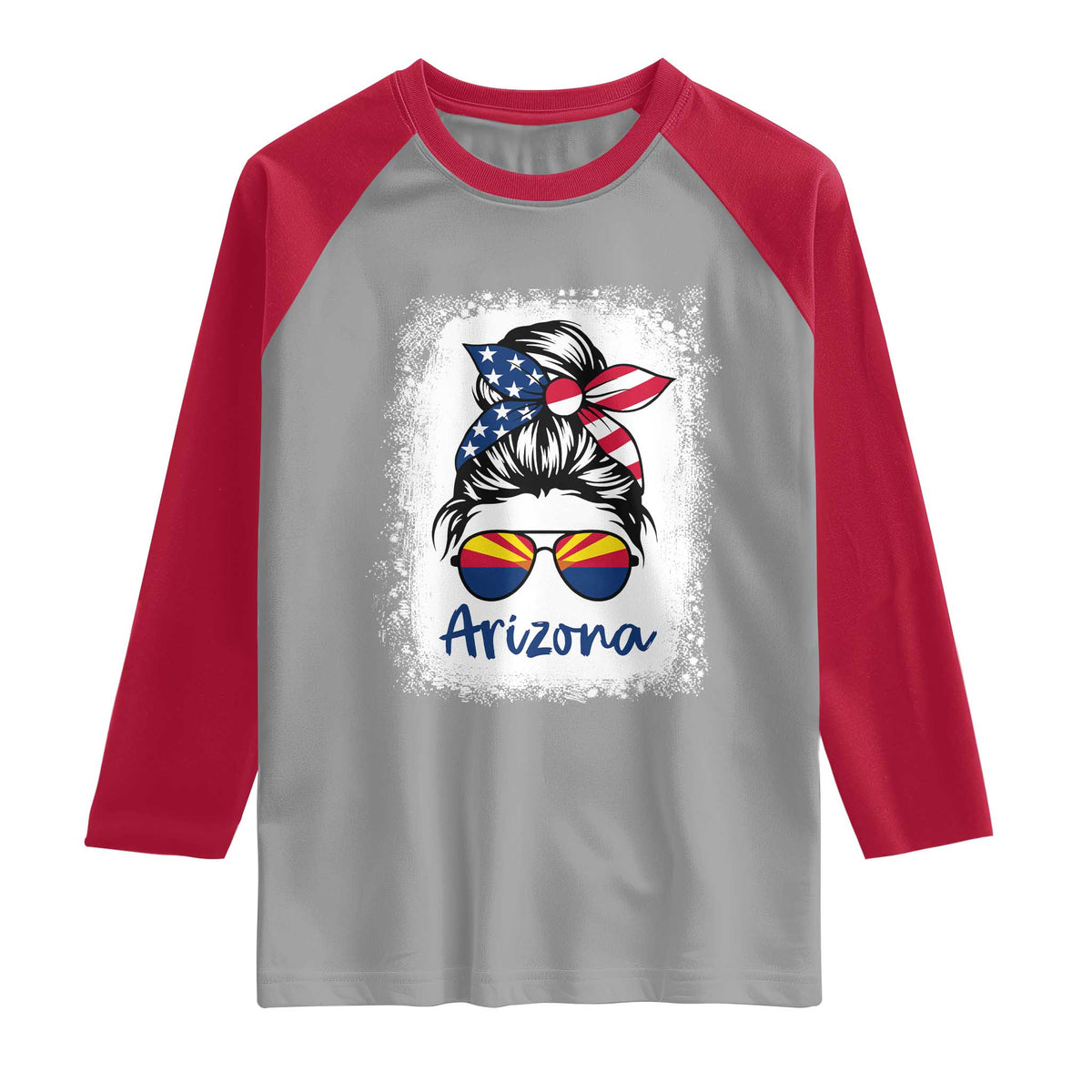 Arizona American Flag Messy Bun Pride Raglan Shirt