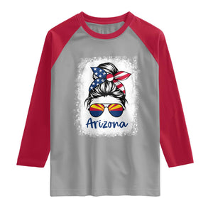 Arizona American Flag Messy Bun Pride Raglan Shirt