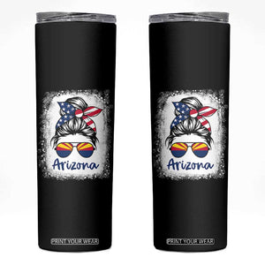 Arizona American Flag Messy Bun Pride Skinny Tumbler