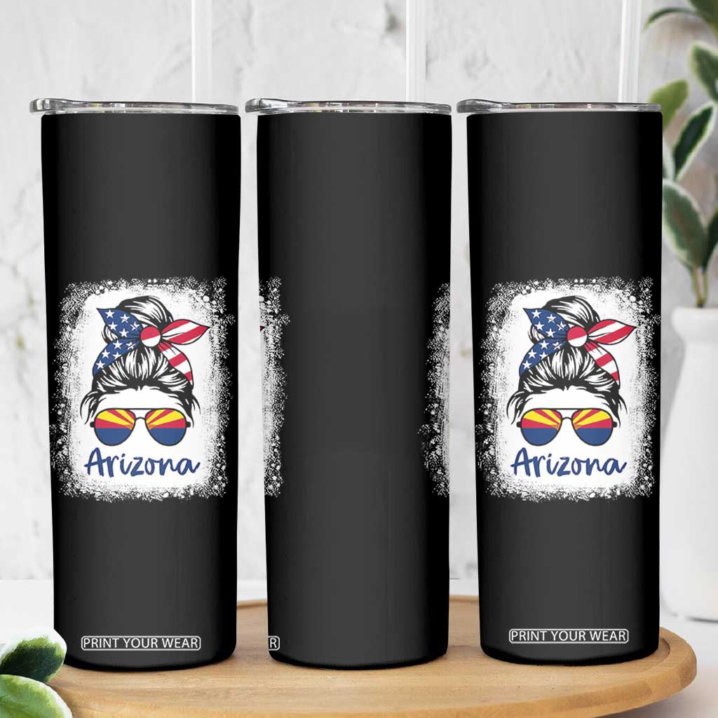 Arizona American Flag Messy Bun Pride Skinny Tumbler