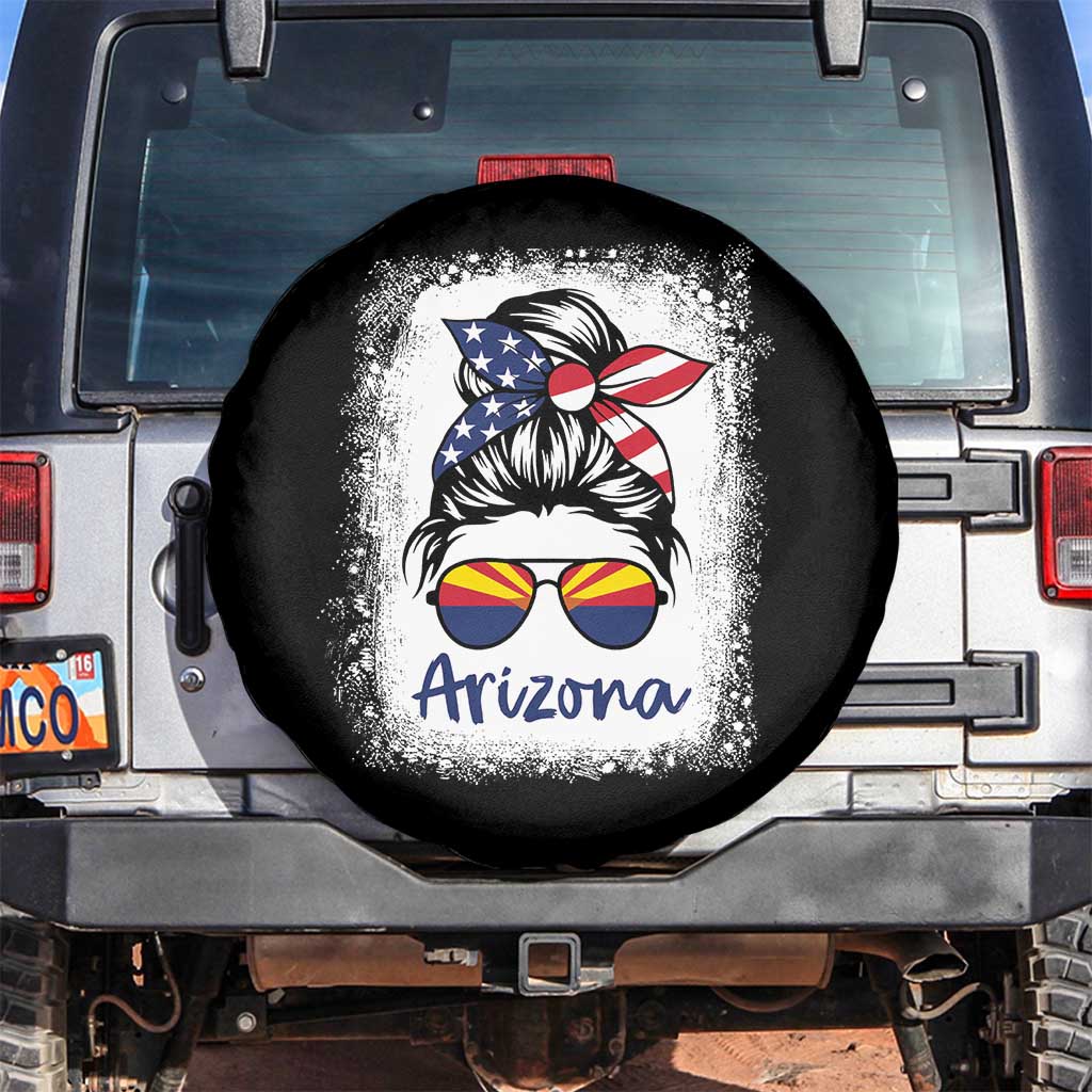 Arizona American Flag Messy Bun Pride Spare Tire Cover TS14 No hole Black Print Your Wear