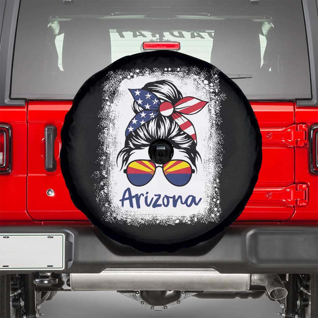 Arizona American Flag Messy Bun Pride Spare Tire Cover TS14 Black Print Your Wear