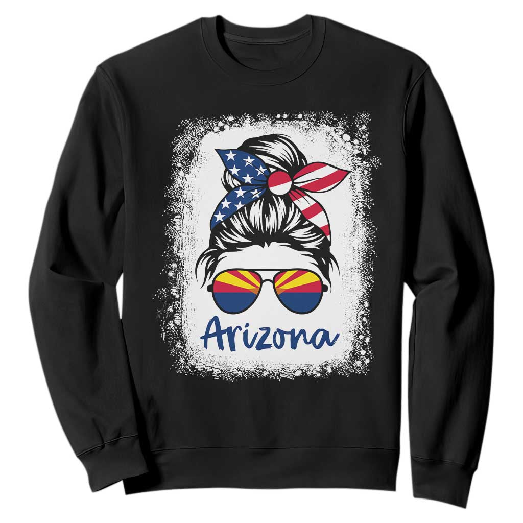 Arizona American Flag Messy Bun Pride Sweatshirt TS14 Black Print Your Wear