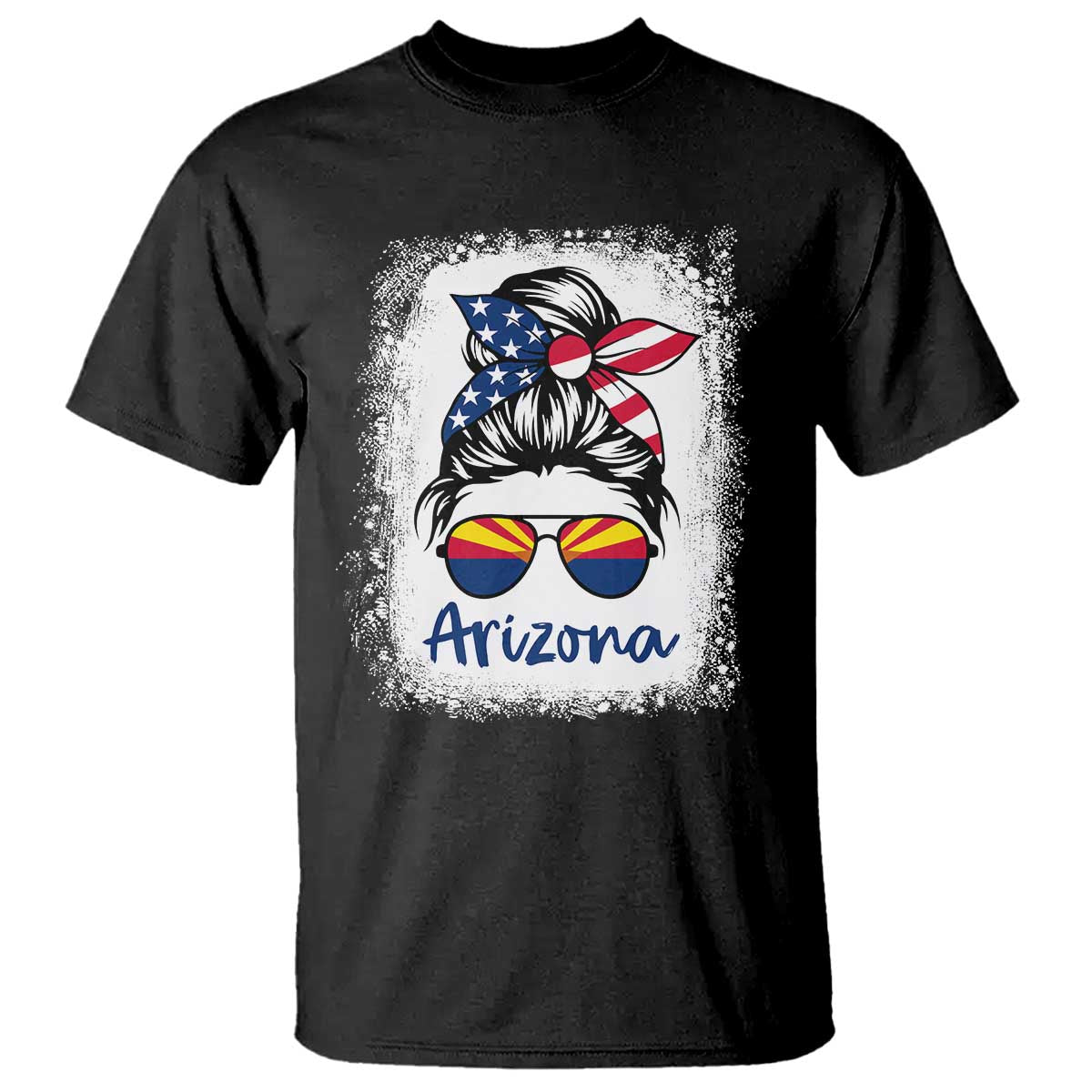 Arizona American Flag Messy Bun Pride T Shirt TS14 Black Print Your Wear