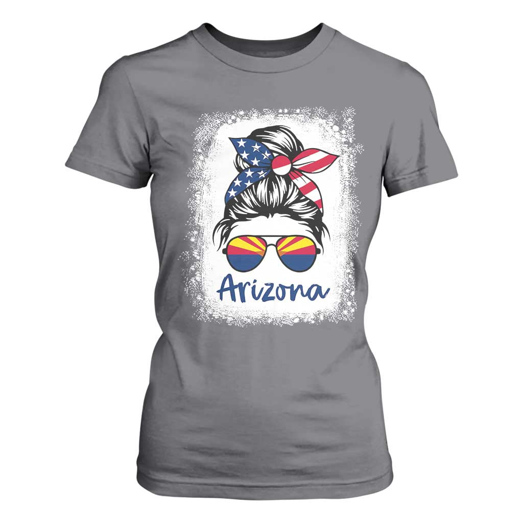 Arizona American Flag Messy Bun Pride T Shirt For Women
