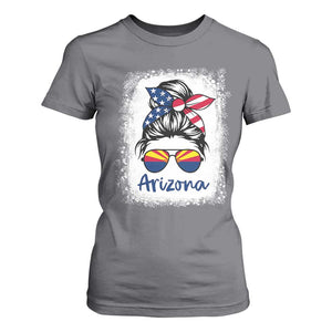 Arizona American Flag Messy Bun Pride T Shirt For Women