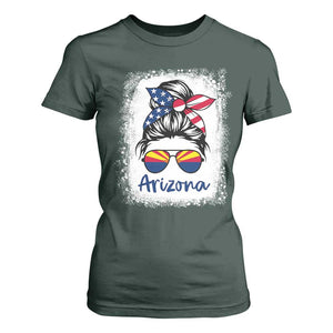 Arizona American Flag Messy Bun Pride T Shirt For Women