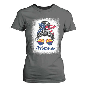 Arizona American Flag Messy Bun Pride T Shirt For Women