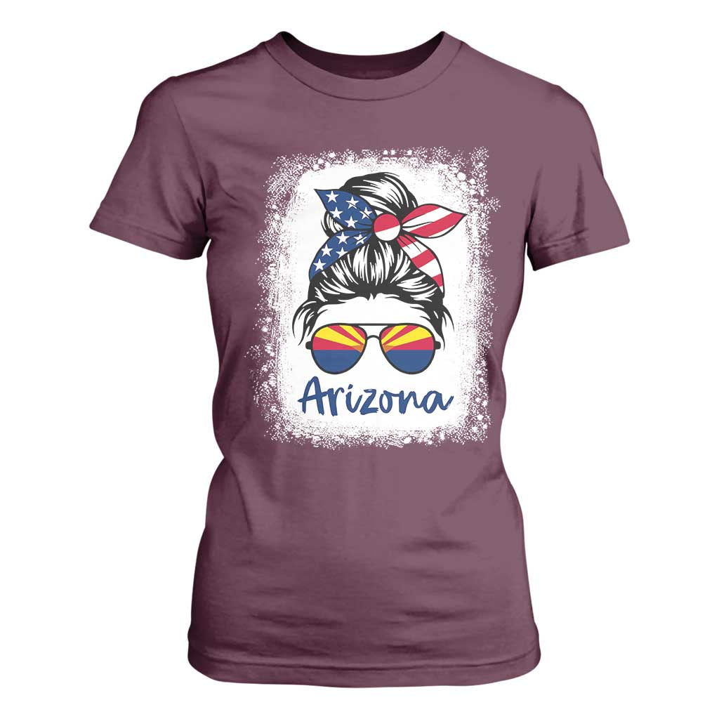 Arizona American Flag Messy Bun Pride T Shirt For Women