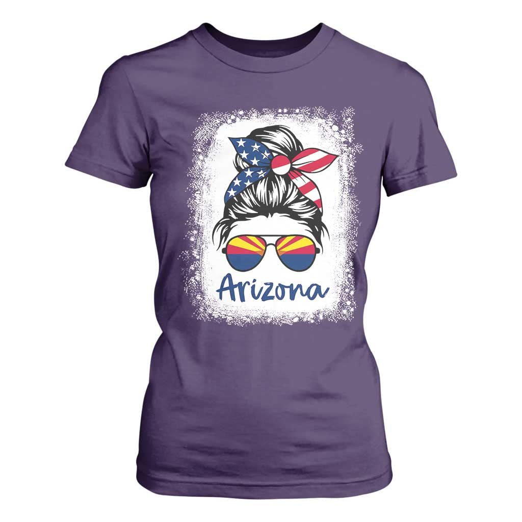 Arizona American Flag Messy Bun Pride T Shirt For Women