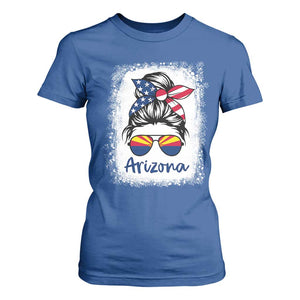 Arizona American Flag Messy Bun Pride T Shirt For Women