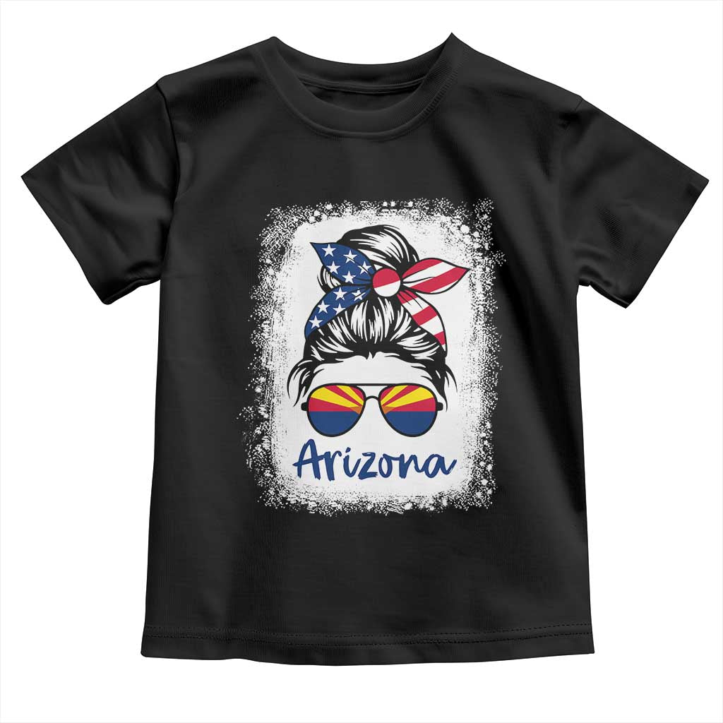 Arizona American Flag Messy Bun Pride Toddler T Shirt TS14 Black Print Your Wear