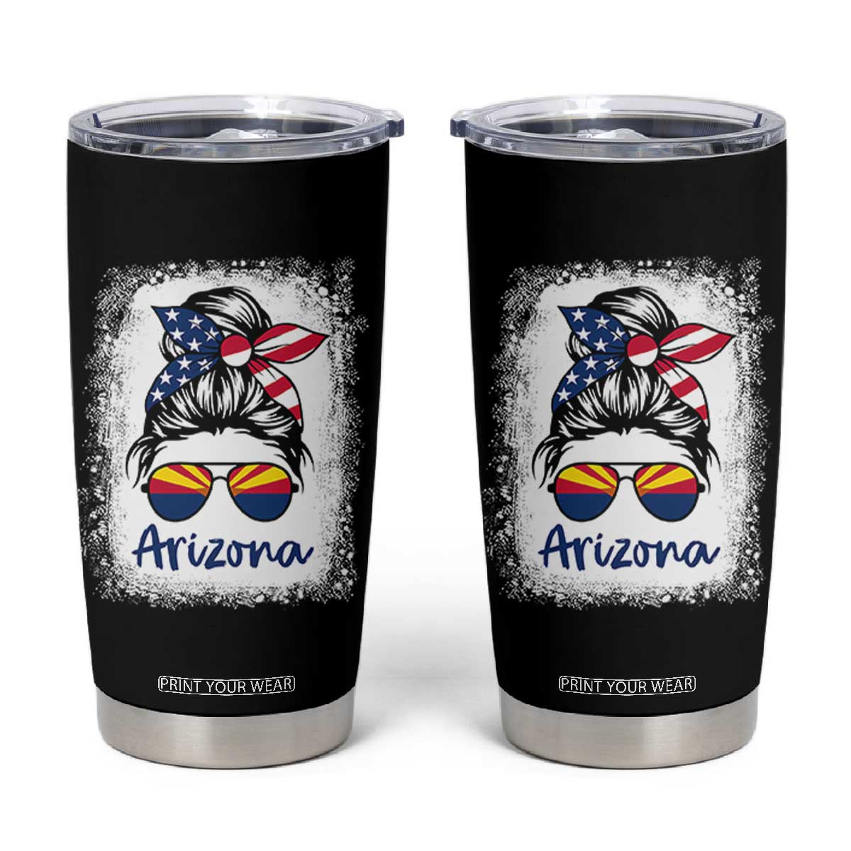 Arizona American Flag Messy Bun Pride Tumbler Cup