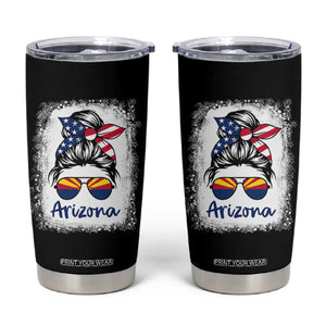 Arizona American Flag Messy Bun Pride Tumbler Cup