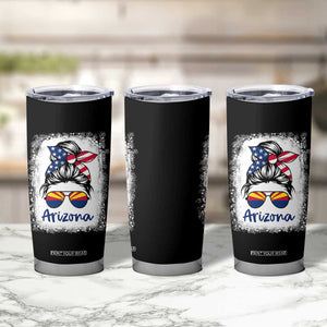 Arizona American Flag Messy Bun Pride Tumbler Cup