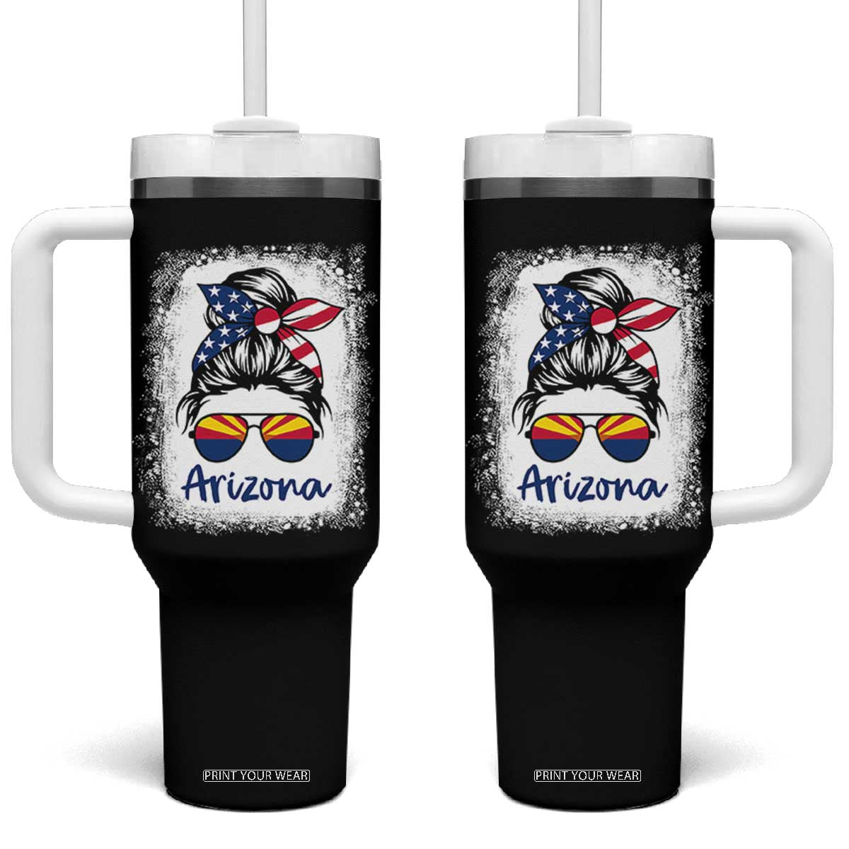Arizona American Flag Messy Bun Pride Tumbler With Handle