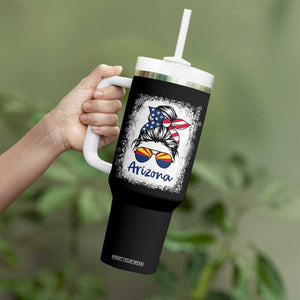 Arizona American Flag Messy Bun Pride Tumbler With Handle