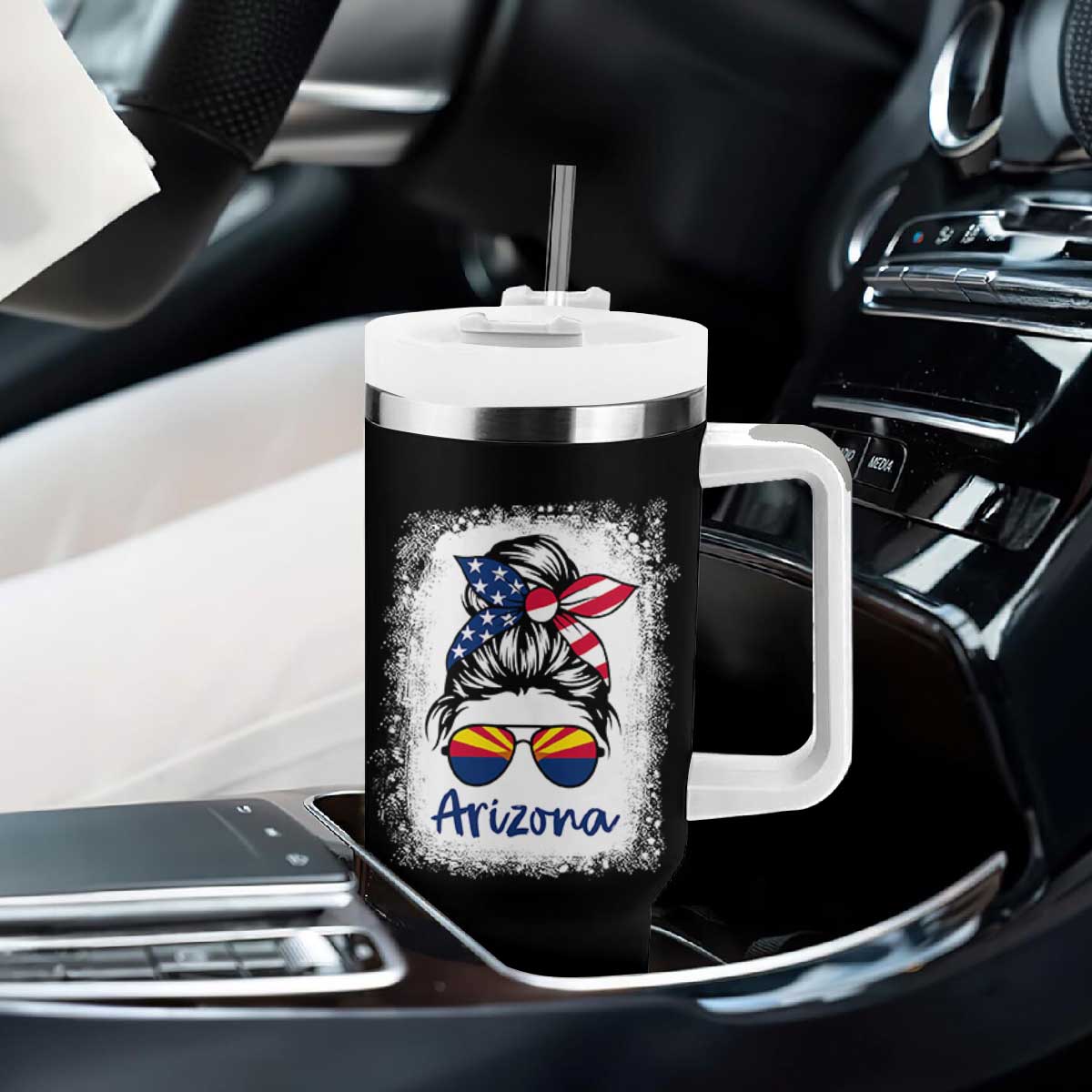 Arizona American Flag Messy Bun Pride Tumbler With Handle