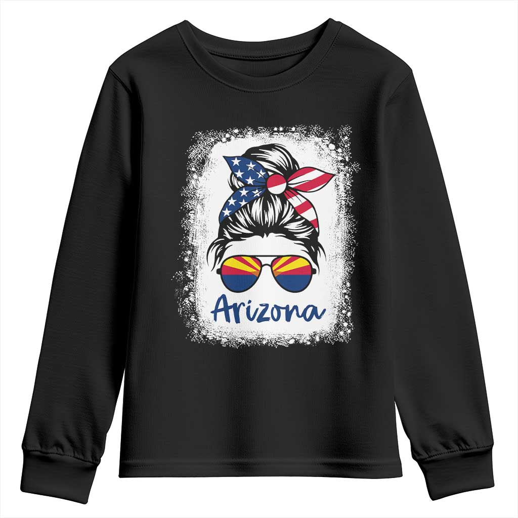 Arizona American Flag Messy Bun Pride Youth Sweatshirt