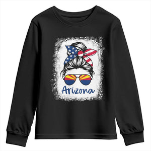Arizona American Flag Messy Bun Pride Youth Sweatshirt