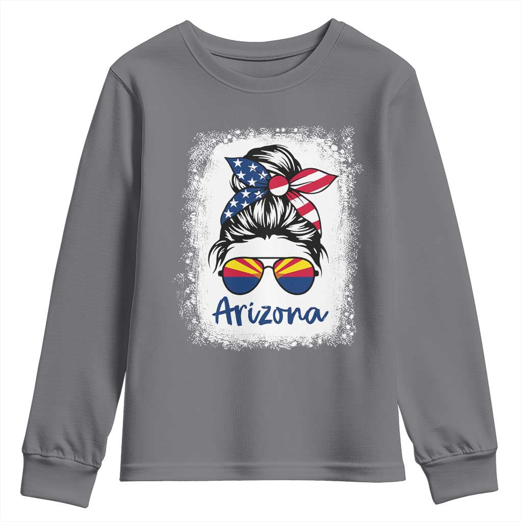 Arizona American Flag Messy Bun Pride Youth Sweatshirt