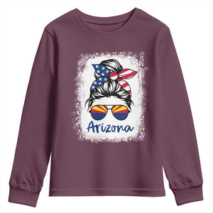 Arizona American Flag Messy Bun Pride Youth Sweatshirt