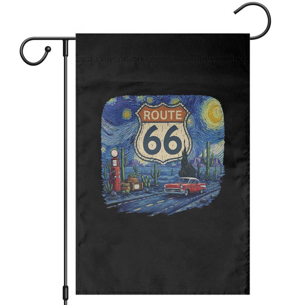 Route Highway 66 Road Sign Distressed Road Trip Starry Night Garden Flag TS14 Black Print Your Wear