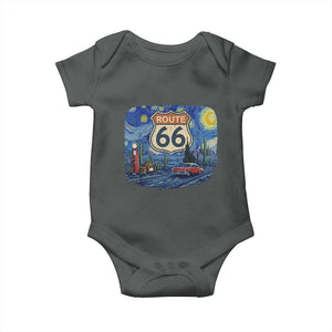 Route Highway 66 Road Sign Distressed Road Trip Starry Night Baby Onesie