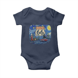 Route Highway 66 Road Sign Distressed Road Trip Starry Night Baby Onesie
