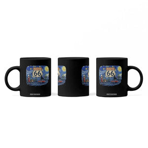 Route Highway 66 Road Sign Distressed Road Trip Starry Night Coffee Mug