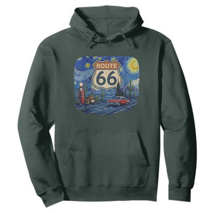 Route Highway 66 Road Sign Distressed Road Trip Starry Night Hoodie