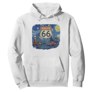 Route Highway 66 Road Sign Distressed Road Trip Starry Night Hoodie