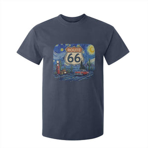 Route Highway 66 Road Sign Distressed Road Trip Starry Night T Shirt For Kid