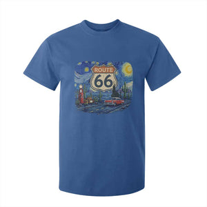 Route Highway 66 Road Sign Distressed Road Trip Starry Night T Shirt For Kid