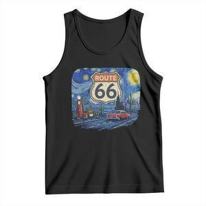 Route Highway 66 Road Sign Distressed Road Trip Starry Night Tank Top