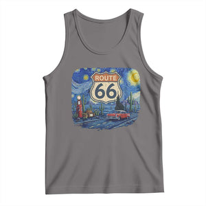 Route Highway 66 Road Sign Distressed Road Trip Starry Night Tank Top