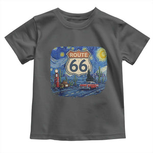 Route Highway 66 Road Sign Distressed Road Trip Starry Night Toddler T Shirt