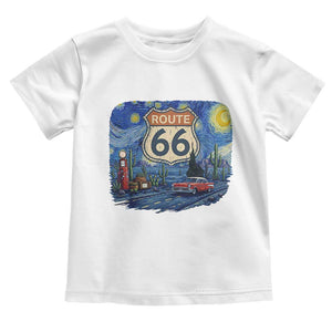 Route Highway 66 Road Sign Distressed Road Trip Starry Night Toddler T Shirt