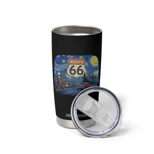 Route Highway 66 Road Sign Distressed Road Trip Starry Night Tumbler Cup