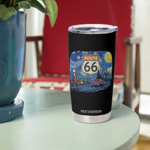 Route Highway 66 Road Sign Distressed Road Trip Starry Night Tumbler Cup