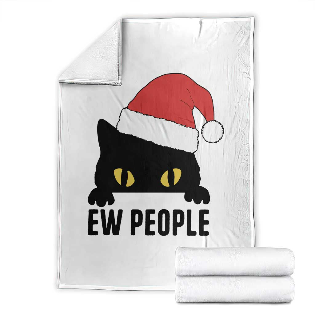 Funny Cat Christmas Throw Blanket Ew People Anti Social Grumpy Cat Xmas TS14 White Print Your Wear