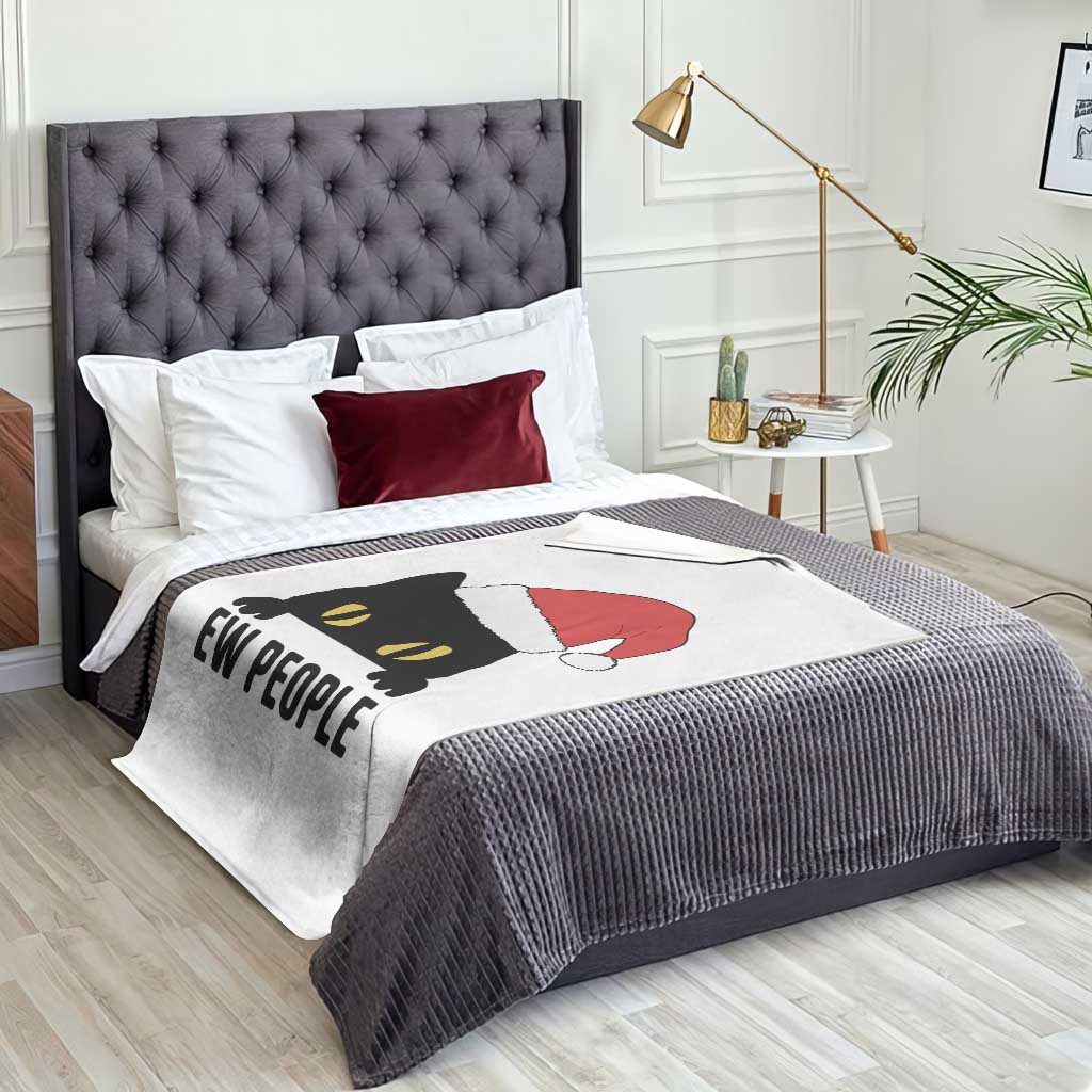 Funny Cat Christmas Throw Blanket Ew People Anti Social Grumpy Cat Xmas TS14 Print Your Wear